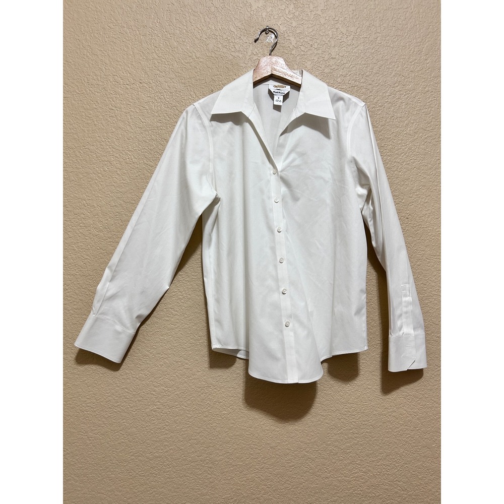 Talbots Size 8 Wrinkle Resistant Button Down Shirt White Classic Professional